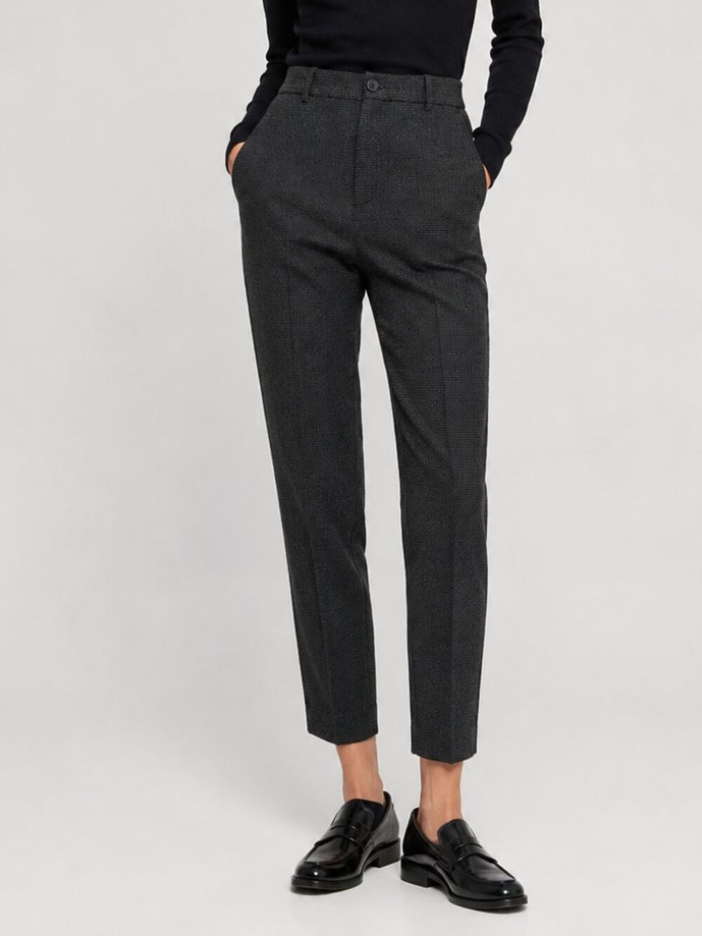 Zara Grey Houndstooth Ankle Pants
